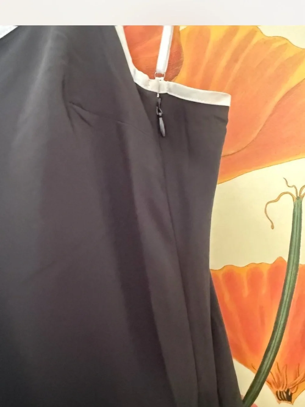 Abercrombie & Fitch Black Maxi Slip Dress with White Trim